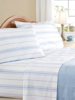 Portuguese Cotton Striped Percale Sheet Set