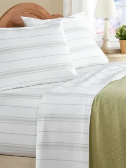 Portuguese Cotton Striped Percale Sheet Set