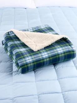 Portuguese Flannel and Sherpa Fleece Blanket or Throw