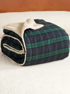 Portuguese Flannel and Sherpa Fleece Blanket or Throw