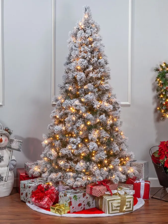 Pre-Lit Artificial Flocked Jubilee Pine Christmas Tree