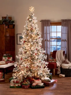 Pre-Lit Flocked Layered Spruce Artificial Christmas Tree