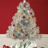 Pre-Lit Silver Tinsel Christmas Tree, Four Feet Tall