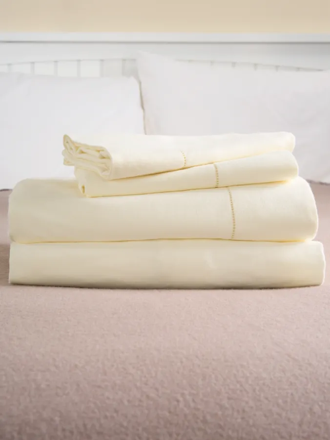 Premium Supima Cotton Flannel Hemstitch Sheet Set