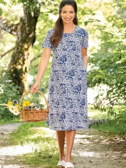 Pretty Blossoms Cotton Knit A-Line Dress