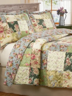 Pretty Floral Patchwork Quilt or Pillow Sham
