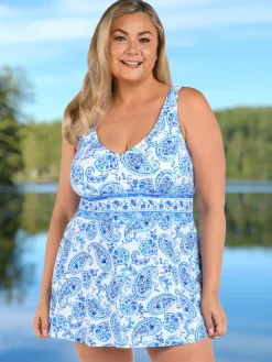 Pretty Paisley A-Line Swim Dress