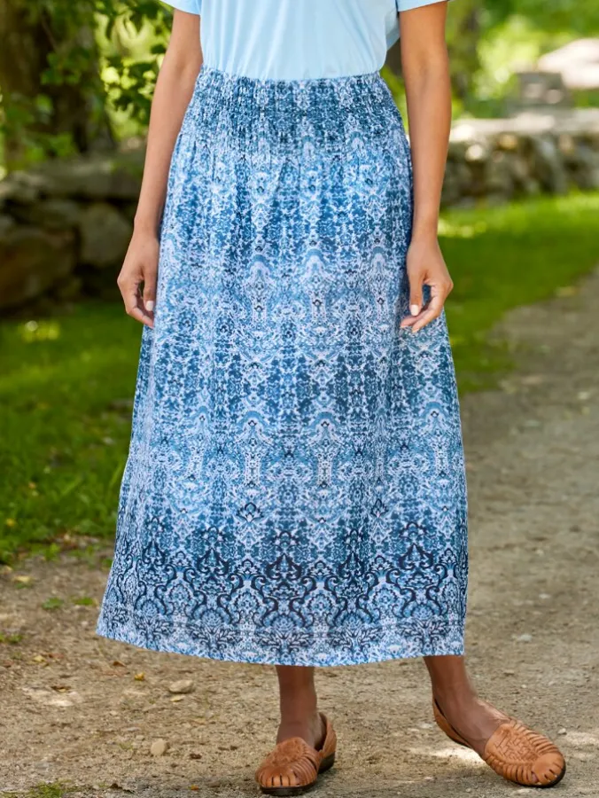 Printed Cotton Gauze Maxi Skirt