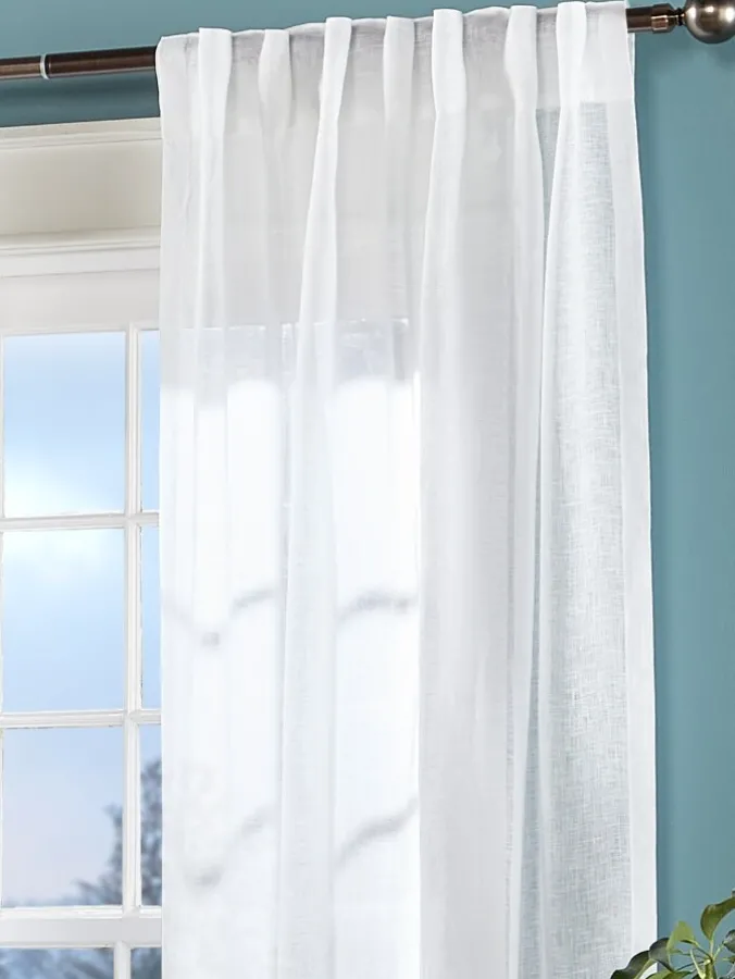 Pure Linen Rod Pocket Panel With Back Tabs
