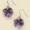 Purple Pansy Pewter Wire Earrings