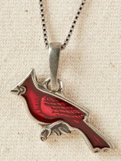 Red Cardinal Pewter Necklace