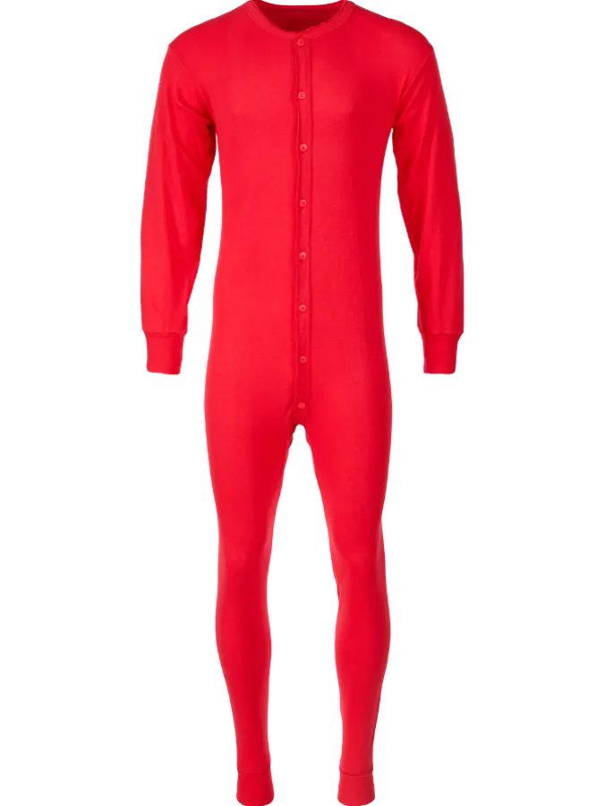 Red Cotton Union Suit