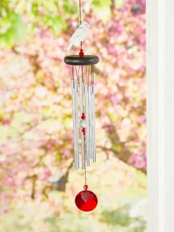 Red Crystal Cardinal Wind Chime