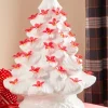Red Poinsettia Ceramic Christmas Tree Bulbs