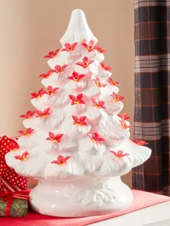 Red Poinsettia Ceramic Christmas Tree Bulbs