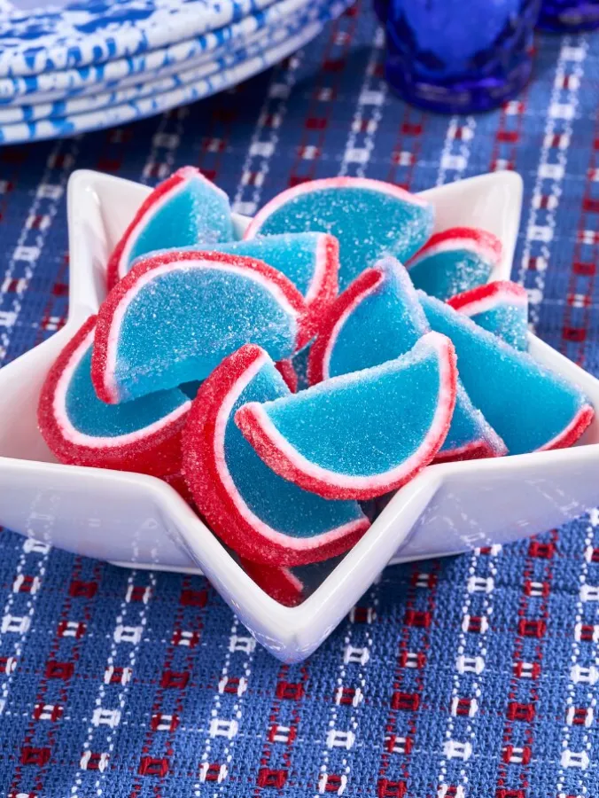 Red, White, and Blue Fruit Slices, 1 Pound Bag