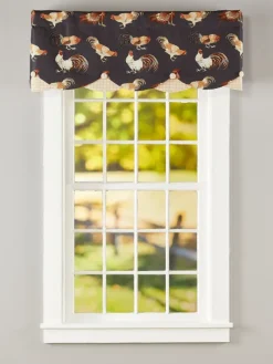 Roosters on Parade Layered Button Valance