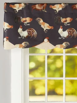 Roosters on Parade Layered Button Valance
