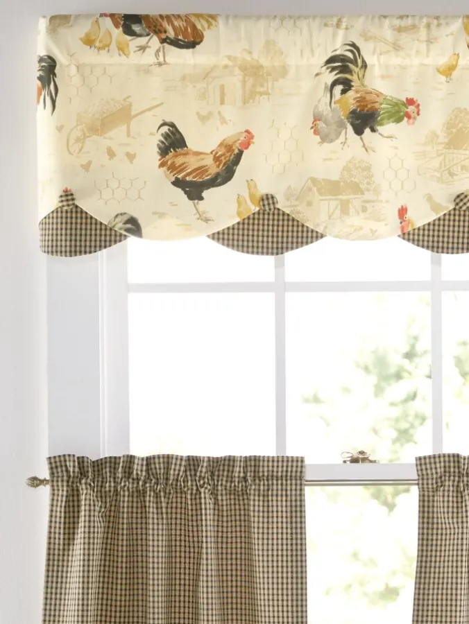 Rooster Strut Rod Pocket Layered Scalloped Valance by Country Curtains®