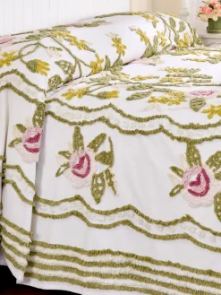 Rosalee Floral Chenille Bedspread or Pillow Sham