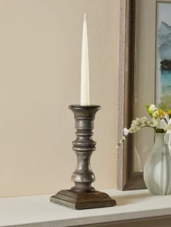 Rustic Charm 9 Inch Wood Taper Candle Holder