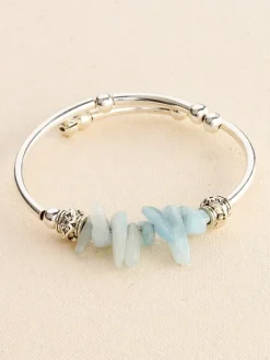 Seafoam Tumbled Glass Memory Wire Bracelet