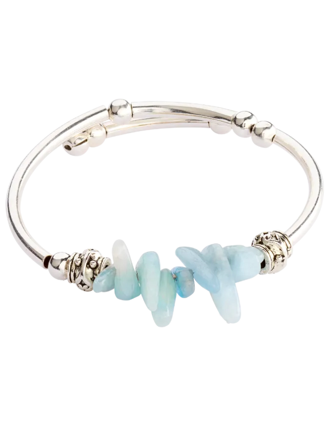 Seafoam Tumbled Glass Memory Wire Bracelet