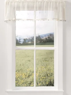 Seaside Lace Rod Pocket Valance With Shell Trim