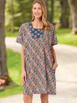 Short Cotton Flutter-Sleeve Muumuu