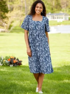 Short-Sleeve Cotton Gauze Print Muumuu