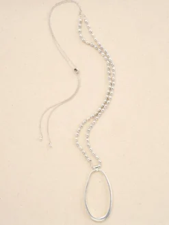Silver Single Oval Pendant Necklace