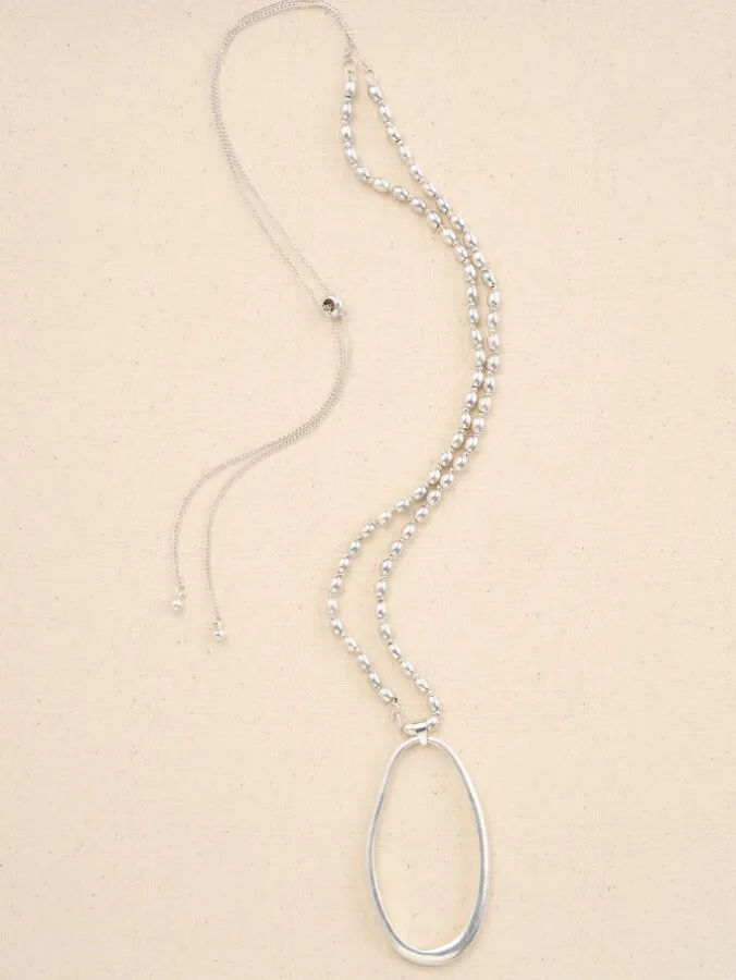 Silver Single Oval Pendant Necklace