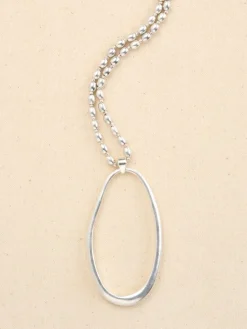 Silver Single Oval Pendant Necklace