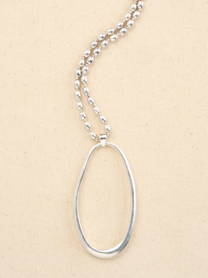 Silver Single Oval Pendant Necklace
