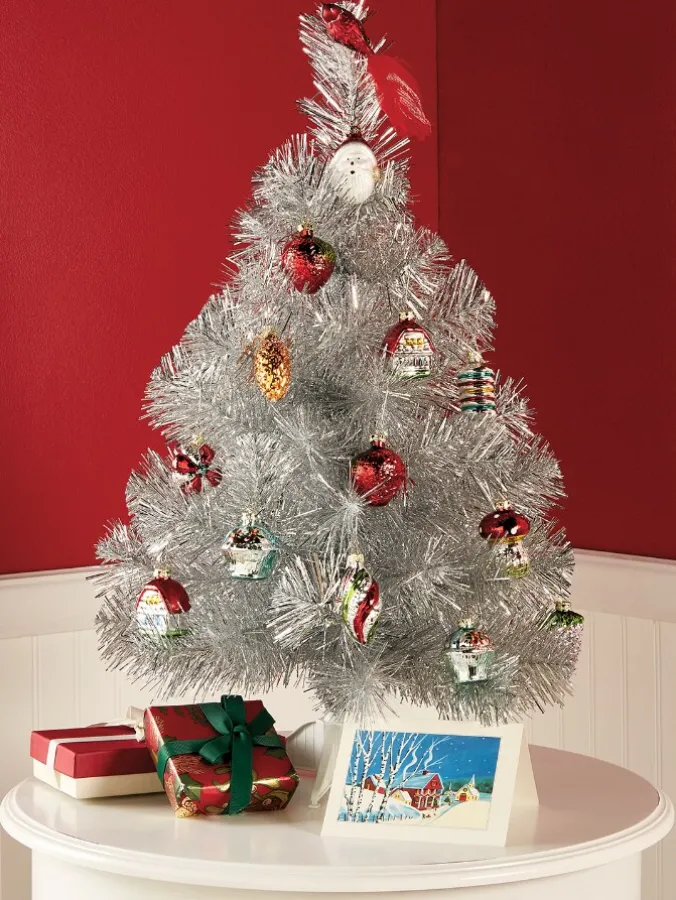 Silver Tinsel Christmas Tree, 2 Feet