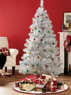 Silver Tinsel 6-Foot Un-Lit Artificial Christmas Tree