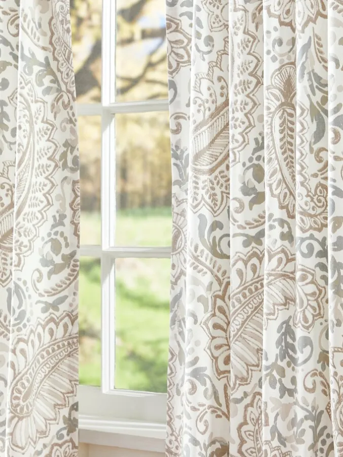 Simply Paisleys Rod Pocket Curtains With Tiebacks