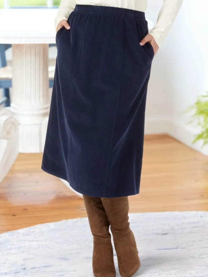 Six-Gore Cotton Corduroy Skirt