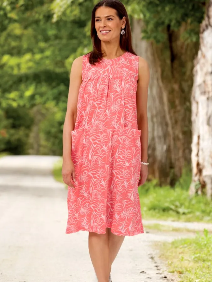 Sleeveless Cotton Gauze Print Muumuu