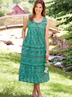 Sleeveless Cotton Tiered Lounge Dress