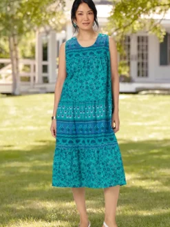 Sleeveless Cotton Tiered Lounge Dress