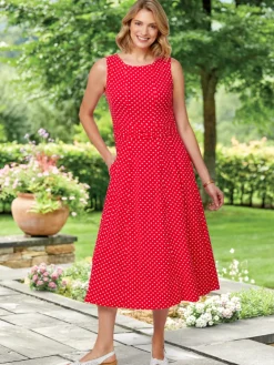 Sleeveless Polka-Dot Dress