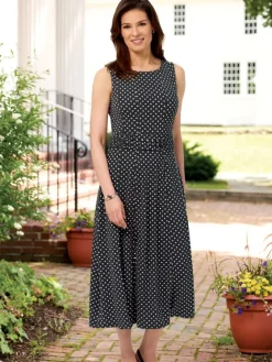 Sleeveless Polka-Dot Dress