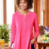 Soft Knit A-Line Pintuck Tunic Top