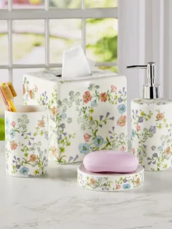 Soft Meadow Floral Ceramic Bath Accessories