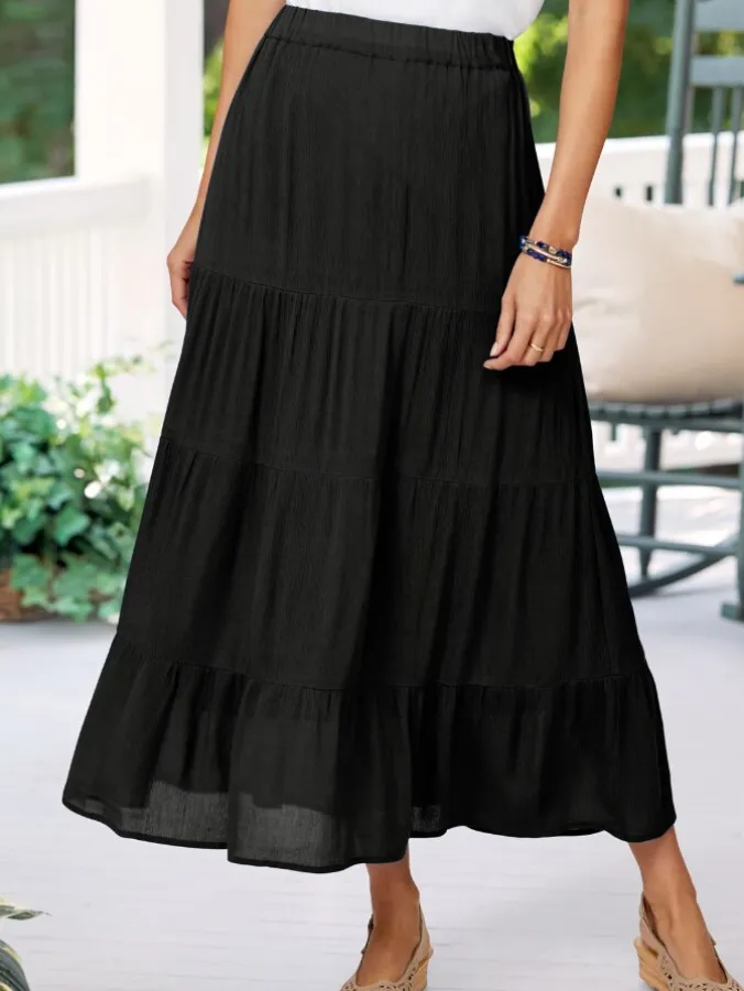 Soft Silhouette Tiered Maxi Skirt
