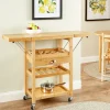 Solid Bamboo Drop-Leaf Utility Cart