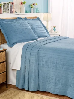 Solid Seersucker Bedspread or Pillow Sham