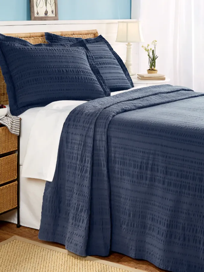 Solid Seersucker Bedspread or Pillow Sham