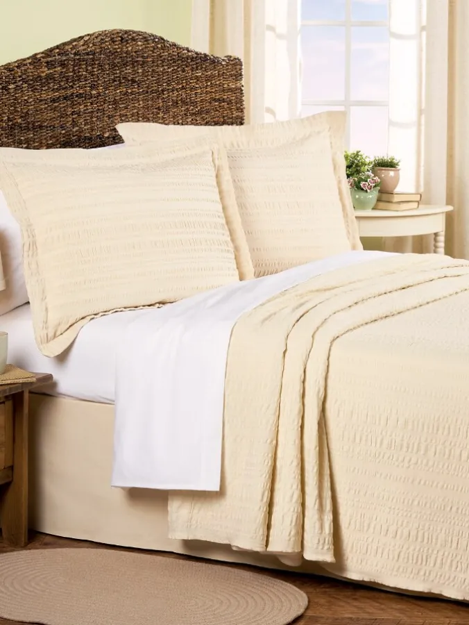Solid Seersucker Bedspread or Pillow Sham